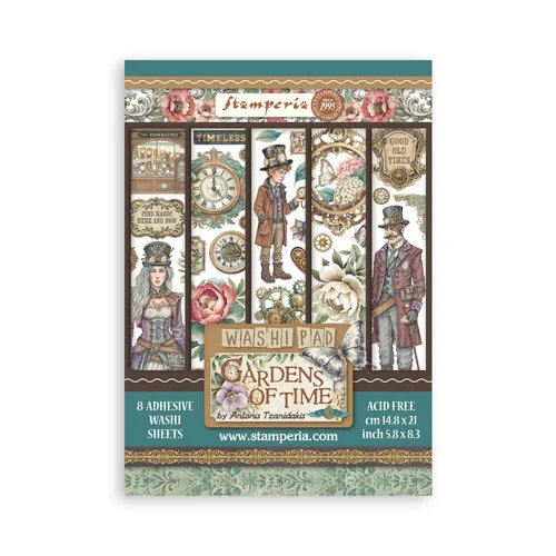Stamperia Gardens of Time Washi Pad (8 Sheets)